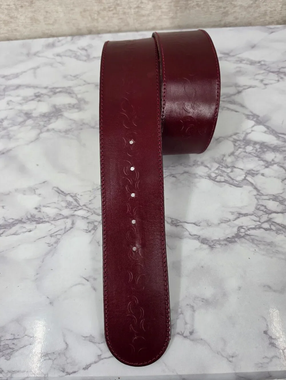 Axcess Italian Vintage Wide Burgundy Leather Waist Belt Gold Buckle **Edit*